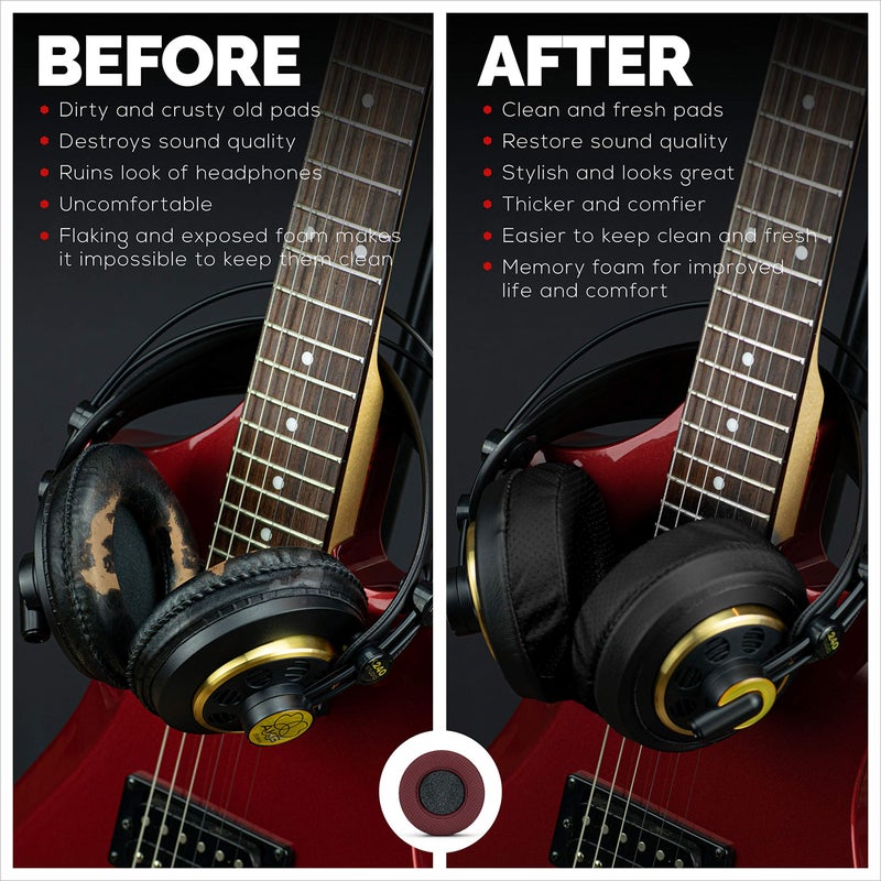 Brainwavz Round Memory Foam Earpads - Suitable Many Large Headphones - SteelSeries, HD668B, ATH, AKG K553, HifiMan, ATH, Philips, Fostex, Sony Ear Pad & More (Perforated Black) - Image 2